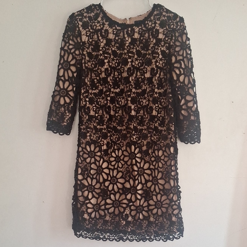 French Connection Black Floral Lace Dress